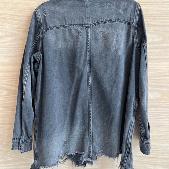 Free People Oversized Distressed Denim Jacket - Picture 4 of 9